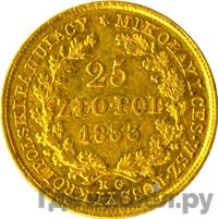 25 злотых 1833 года KG Для Польши