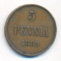 5 пенни 1889 года  Для Финляндии