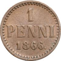 1 пенни 1866 года  Для Финляндии