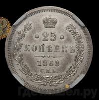 25 копеек 1868 года СПБ НI