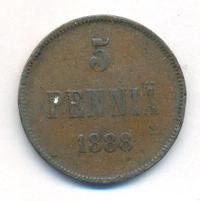 5 пенни 1888 года  Для Финляндии