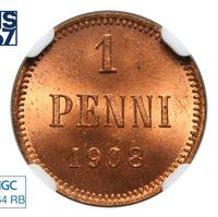 1 пенни 1908 года  Для Финляндии