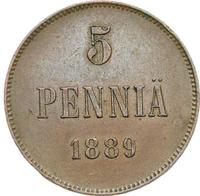 5 пенни 1889 года  Для Финляндии