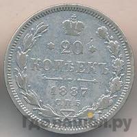 20 копеек 1887 года СПБ АГ