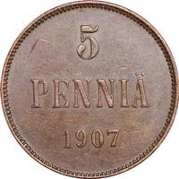 5 пенни 1907 года  Для Финляндии