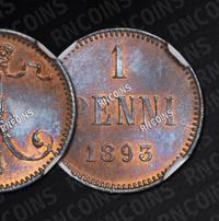 1 пенни 1893 года  Для Финляндии