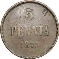 5 пенни 1875 года  Для Финляндии