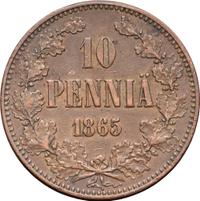 10 пенни 1865 года  Для Финляндии