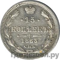 15 копеек 1863 года СПБ АБ