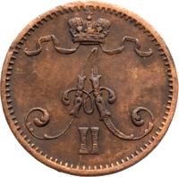 1 пенни 1875 года  Для Финляндии