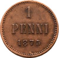 1 пенни 1875 года  Для Финляндии