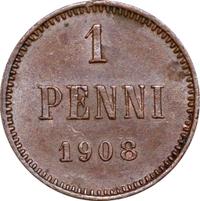 1 пенни 1908 года  Для Финляндии