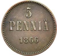 5 пенни 1866 года  Для Финляндии