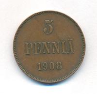 5 пенни 1908 года  Для Финляндии
