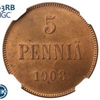 5 пенни 1908 года  Для Финляндии