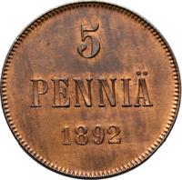5 пенни 1892 года  Для Финляндии