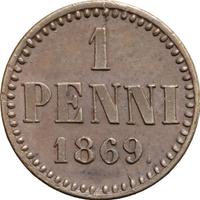 1 пенни 1869 года  Для Финляндии