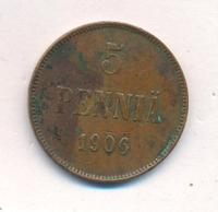 5 пенни 1906 года  Для Финляндии