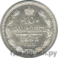 10 копеек 1863 года СПБ АБ