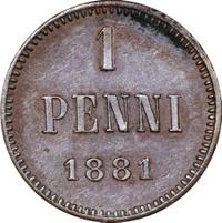 1 пенни 1881 года  Для Финляндии