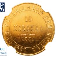 10 марок 1881 года S Для Финляндии