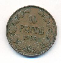10 пенни 1908 года  Для Финляндии