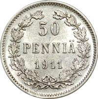 50 пенни 1911 года L Для Финляндии