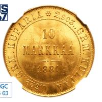 10 марок 1881 года S Для Финляндии