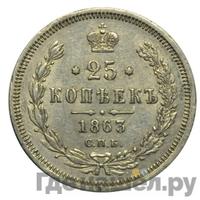25 копеек 1863 года СПБ АБ