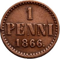 1 пенни 1866 года  Для Финляндии
