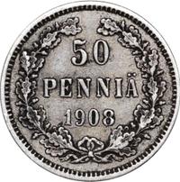 50 пенни 1908 года L Для Финляндии
