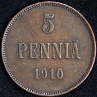 5 пенни 1910 года  Для Финляндии