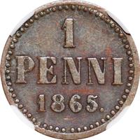1 пенни 1865 года  Для Финляндии