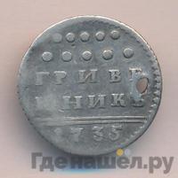 Гривенник 1735 года