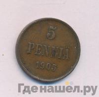 5 пенни 1905 года  Для Финляндии