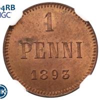 1 пенни 1893 года  Для Финляндии