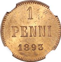 1 пенни 1893 года  Для Финляндии
