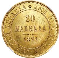 20 марок 1891 года L Для Финляндии