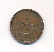 1 пенни 1875 года  Для Финляндии