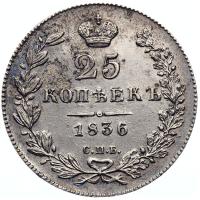 25 копеек 1836 года СПБ НГ