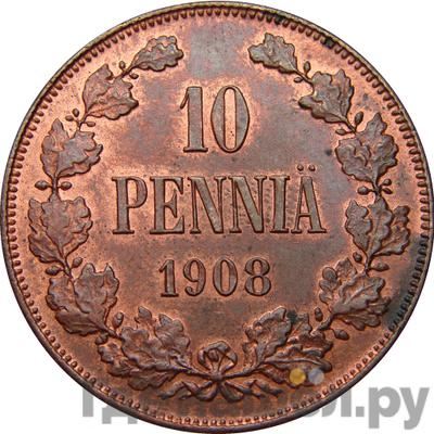 Аверс 10 пенни 1908 года Для Финляндии