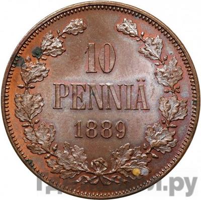 Аверс 10 пенни 1889 года Для Финляндии