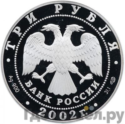 Реверс 3 рубля 2002 года СПМД Дионисий