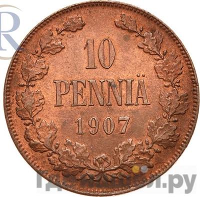 Аверс 10 пенни 1907 года Для Финляндии