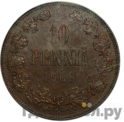 Аверс 10 пенни 1909 года Для Финляндии