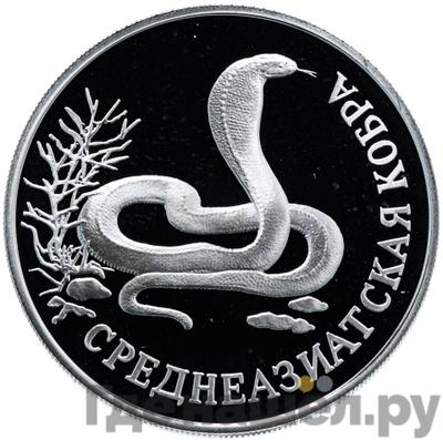 Аверс 1 рубль 1994 года ЛМД Красная книга - Среднеазиатская кобра