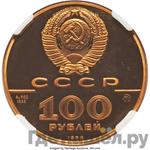 Реверс 100 рублей 1988 года ММД 1000-летие Древнерусской монетной чеканки златник Владимира
