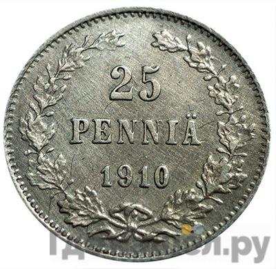 Аверс 25 пенни 1910 года L Для Финляндии
