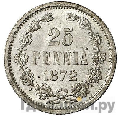 Аверс 25 пенни 1872 года S Для Финляндии