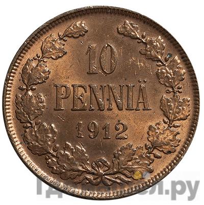 Аверс 10 пенни 1912 года Для Финляндии